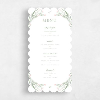 White Scalloped Wedding Menu - Arden