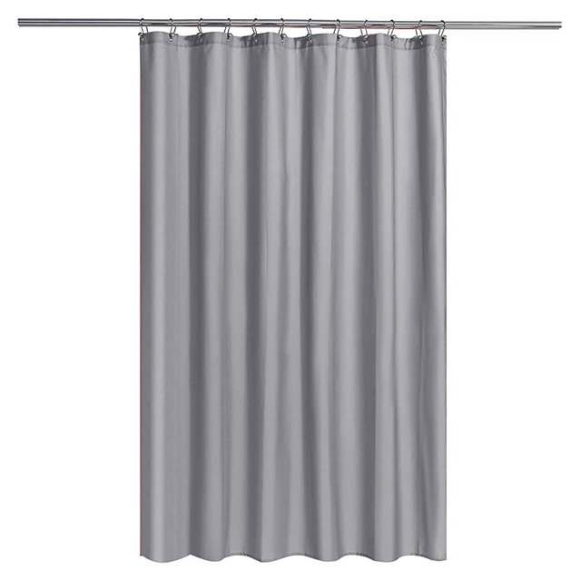 Fabric Shower Curtain or Liner with Magnets - Grey Shower Curtain for Bathroom with Hotel Quality, Machine Washable, Water Repellent - Gray, 72x72