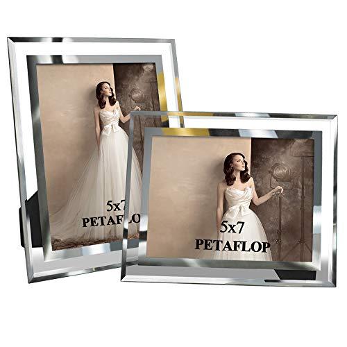 PETAFLOP 5x7 Glass Picture Frames Perfect for Family Office Table Decorations, Set of 2