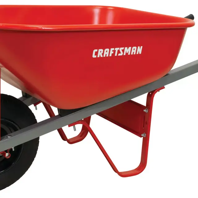 CRAFTSMAN 6 Cubic Ft Steel Tray Wheelbarrow, Steel Handles