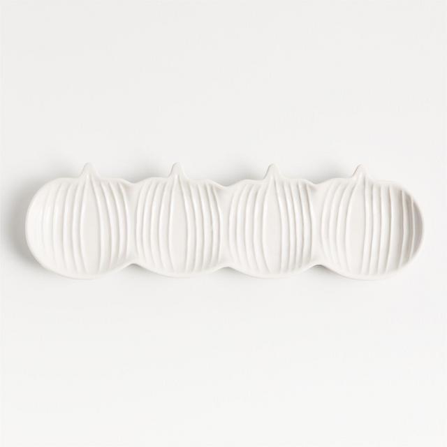 White Ceramic Pumpkin Serving Tray