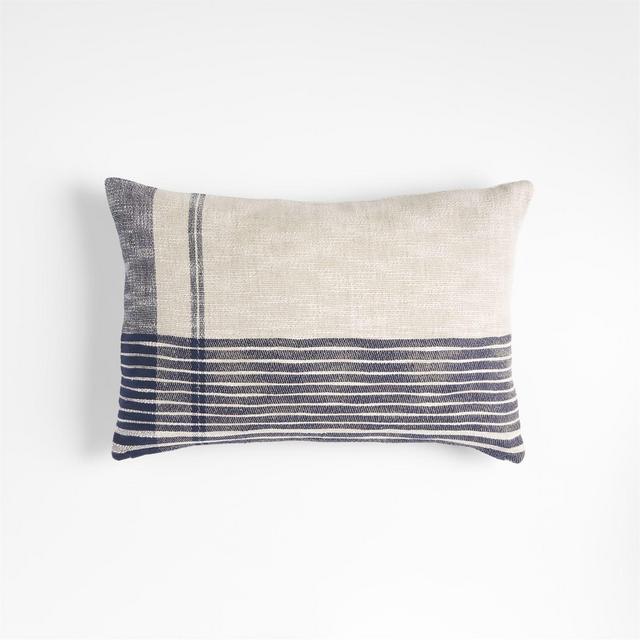 Stilyagi 22"x15" Slubby Deep Indigo Plaid Pillow Cover