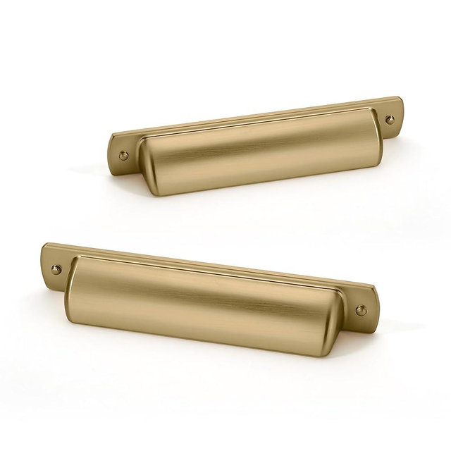 khtumeware 10 Pack 3 3/4"(96mm) Champagne Bronze Drawer Pulls Cabinet Bin Cup Pulls Kitchen Hardware Satin Brass Cabinet Handles Drawer Handles Knobs