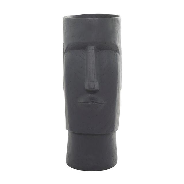 Novogratz Collection Dark Gray Magnesium Oxide Indoor Outdoor Easter Island Head Planter