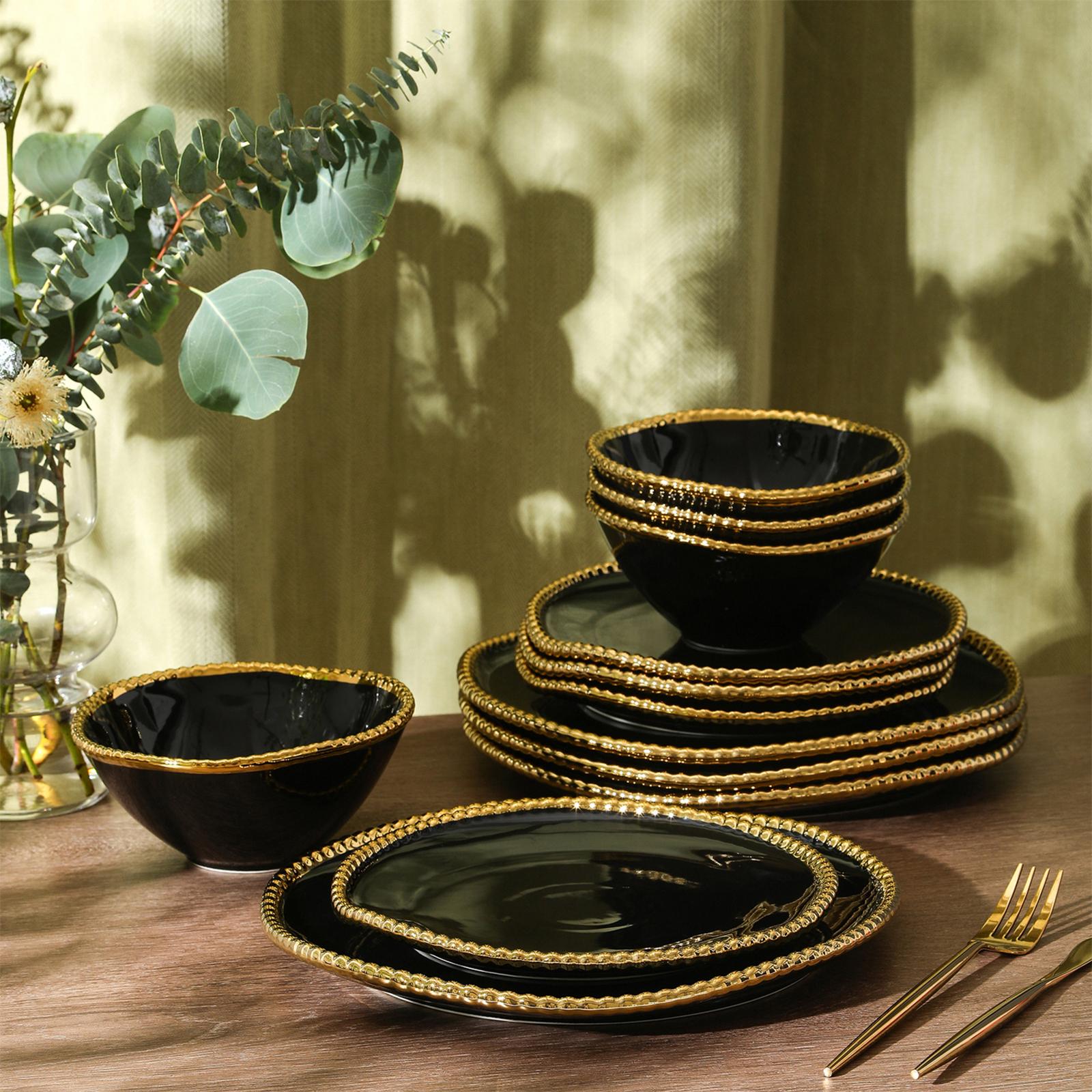 Stone Lain, Christian Siriano Akoya 12-Piece Dinnerware Set