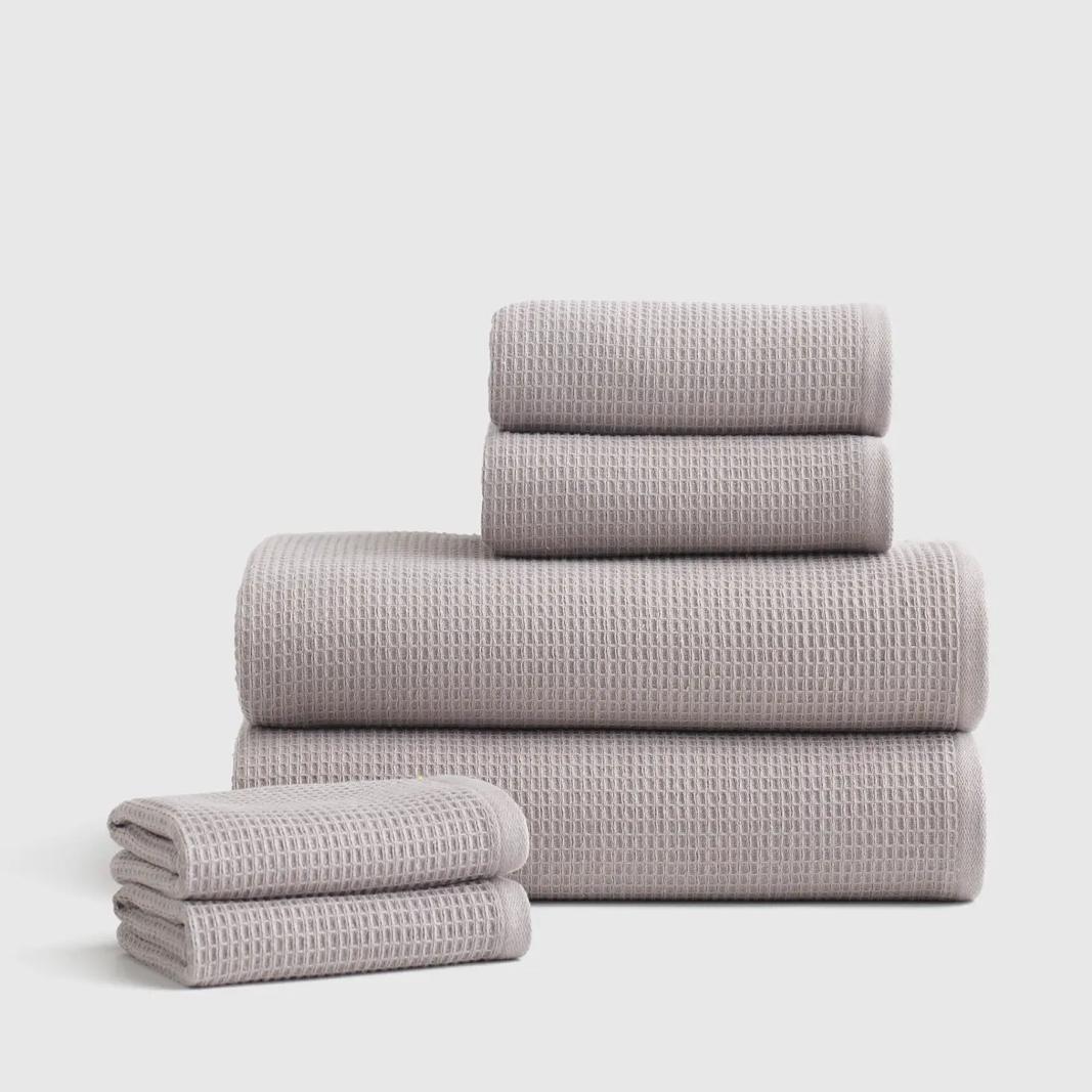 Turkish Waffle Terry Bath Towel Bundle in Grey
