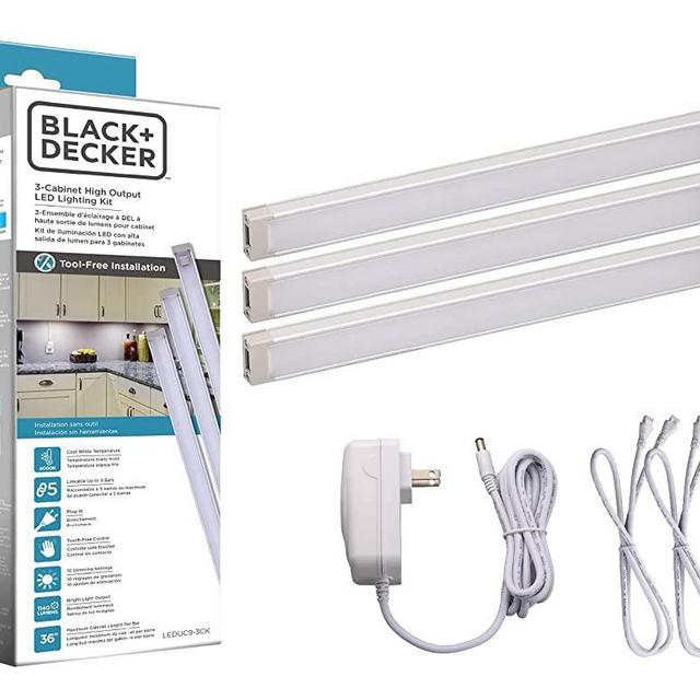 BLACK+DECKER LEDUC9-3CK LED Under Cabinet Kit with Motion Sensor, Dimmable Kitchen Accent Lights, Tool-Free Install, Cool White 4000k, 9" Length, 9"