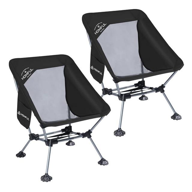 HOMFUL 2 Pack Widened Camping Chair Ultra Light Portable Folding Backpacking Chair with Side Pockets Breathable Mesh Structure Aluminum Frame with Carrying Bag for Outdoors,Camping,Hiking,Beach,Picnic