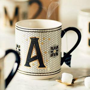 The Bistro Tile Stoneware Mug: Monogram Edition (R)