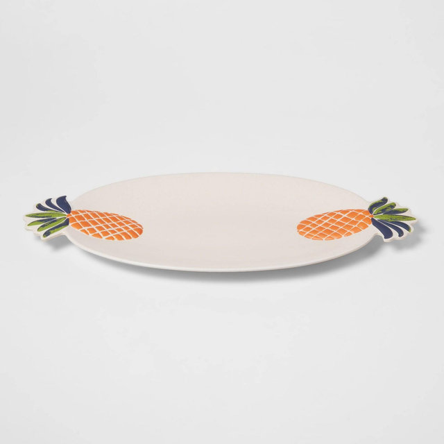 21" x 10" Melamine and Bamboo Pineapple Serving Platter - Opalhouse™