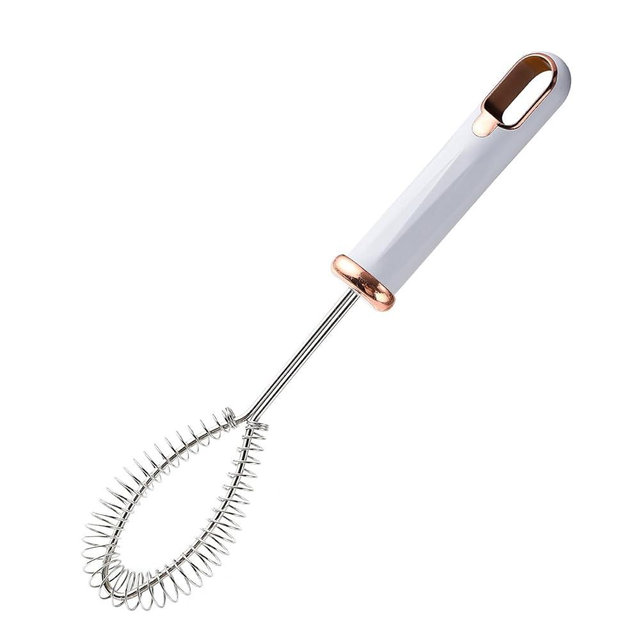 Cokshy Stainless Steel Wire Whisk, Oval Kitchen Whisks Wire Balloon Whisks Egg Beater, Non-slip Handle Whisk for Cooking, Stirring, Beating and Blending - White