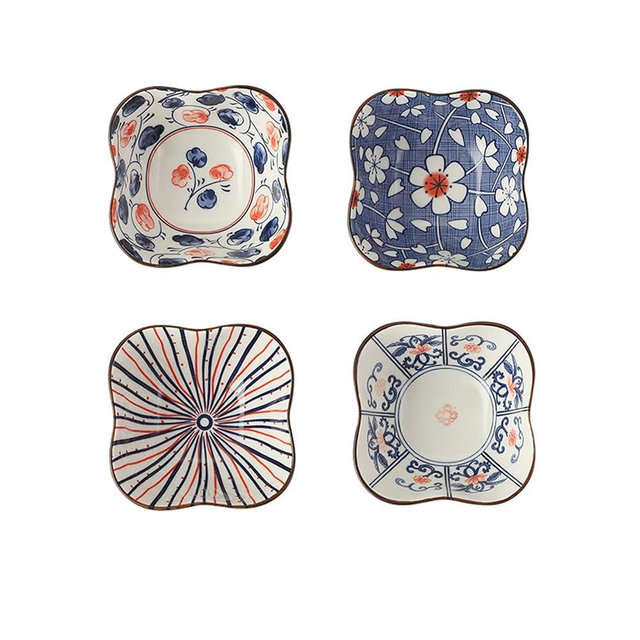 Ceramic Bowls Set of 4, Japanese Style Ceramic Pinch Bowls, Small Snack Bowls for Tapas, Dessert, Nuts, Olive, Soy Sauce Dish, Dip Bowls, Ingredients 8.5cm*4cm