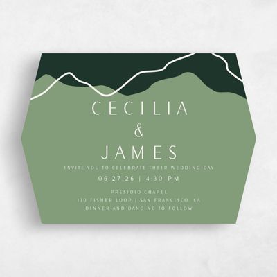 Green Diamond Wedding Invitation - Cedarcrest Landscape