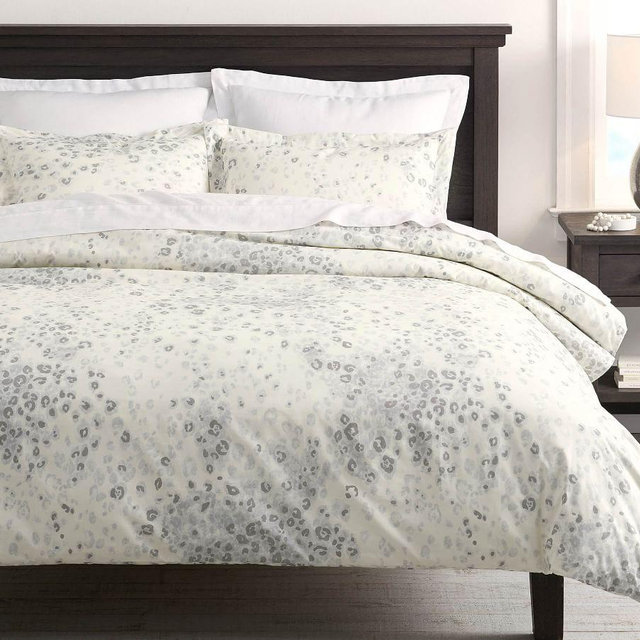 Snow Leopard Percale Duvet Cover, King/Cal. King, White