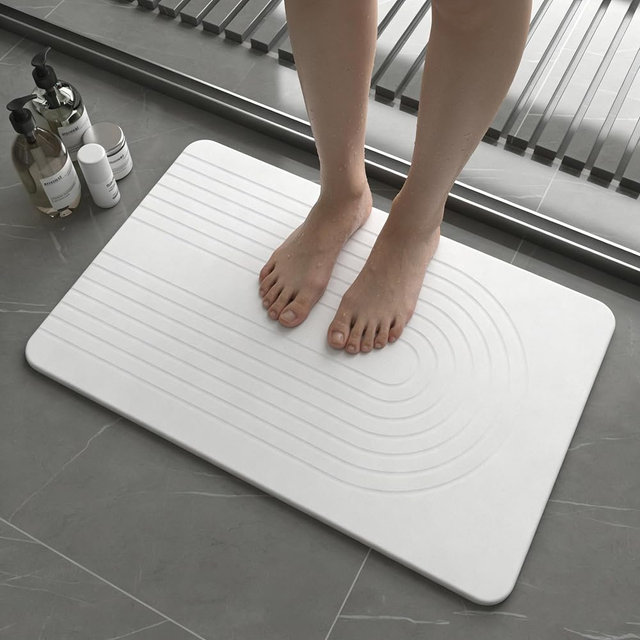 Drvykkn Fast Drying Stone Bath Mats for Bathroom, Non-Slip Diatomaceous Earth Bath Mat, Super Absorbent Bath Mat Stone (23.6''×15.4" White Arcana)