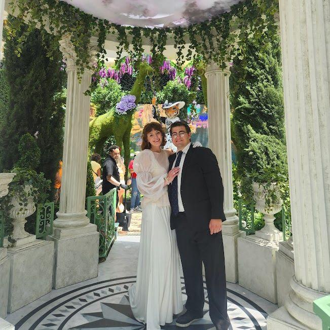 Bellagio Gardens, fake Vegas elopement to prank our parents circa 2025