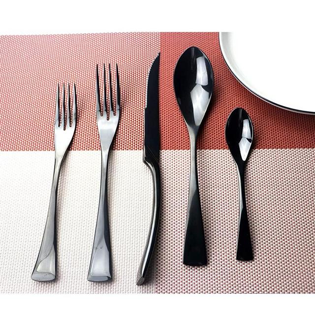 Uniturck Flatware Set Stainless Steel Cutlery Set Dinnerware Steak Knife and Fork and Spoon Tableware Set 20-Pieces, Mirror Polished Black, Set of 4