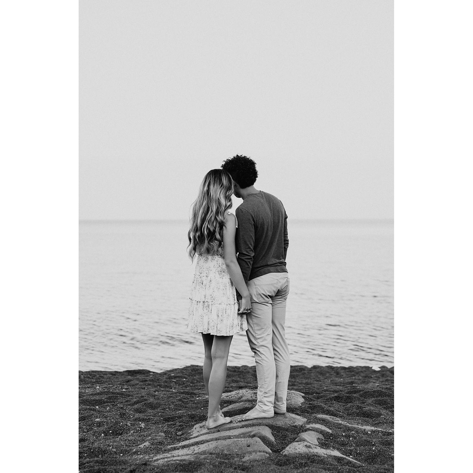 Engagement photo session at Black Beach, Silver Bay...