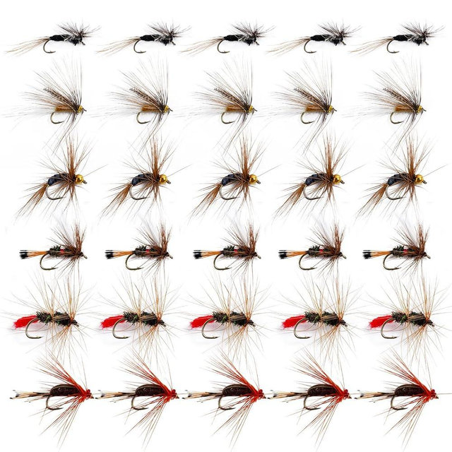 Goture Fly Fishing Flies Kit,25pcs/30pcs/100pcs Fly Fishing Lures,Dry Flies Wet Flies Streamers Nymphs Flies, Fly Fishing Assortment Kit for Bass Trout Salmon Fishing