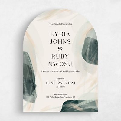 Green Arch Wedding Invitation - Staton Portrait