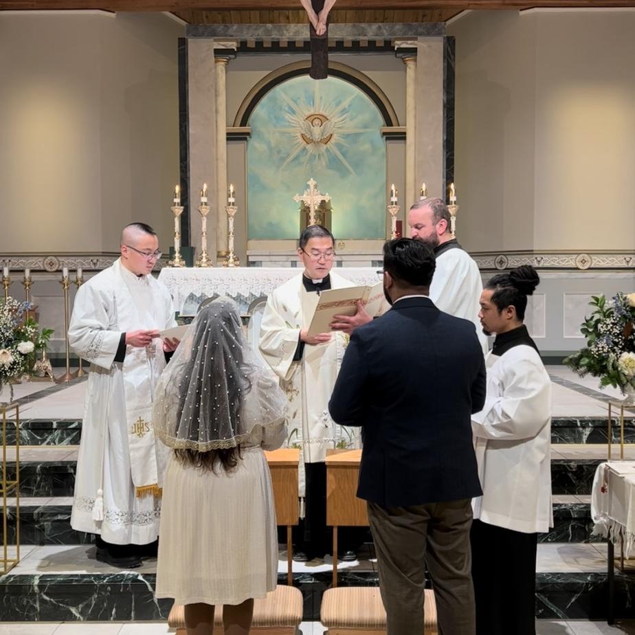 Our Betrothal, where we took witnessed vows to marry each other - January 19th, 2025

L-R: Fr.Jeremy Zou, Fr.Hansoo Park, Michael Beaupré, Sheen Pardinas