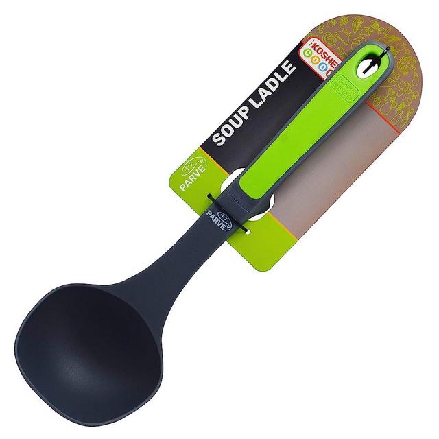 Parve Green Red Soup Ladle – Non Stick Silicone, Comfortable Handle, Serving and Cooking Spoon for Hot and Cold Foods – Color Coded Home and Kitchen Accessories by The Kosher Cook