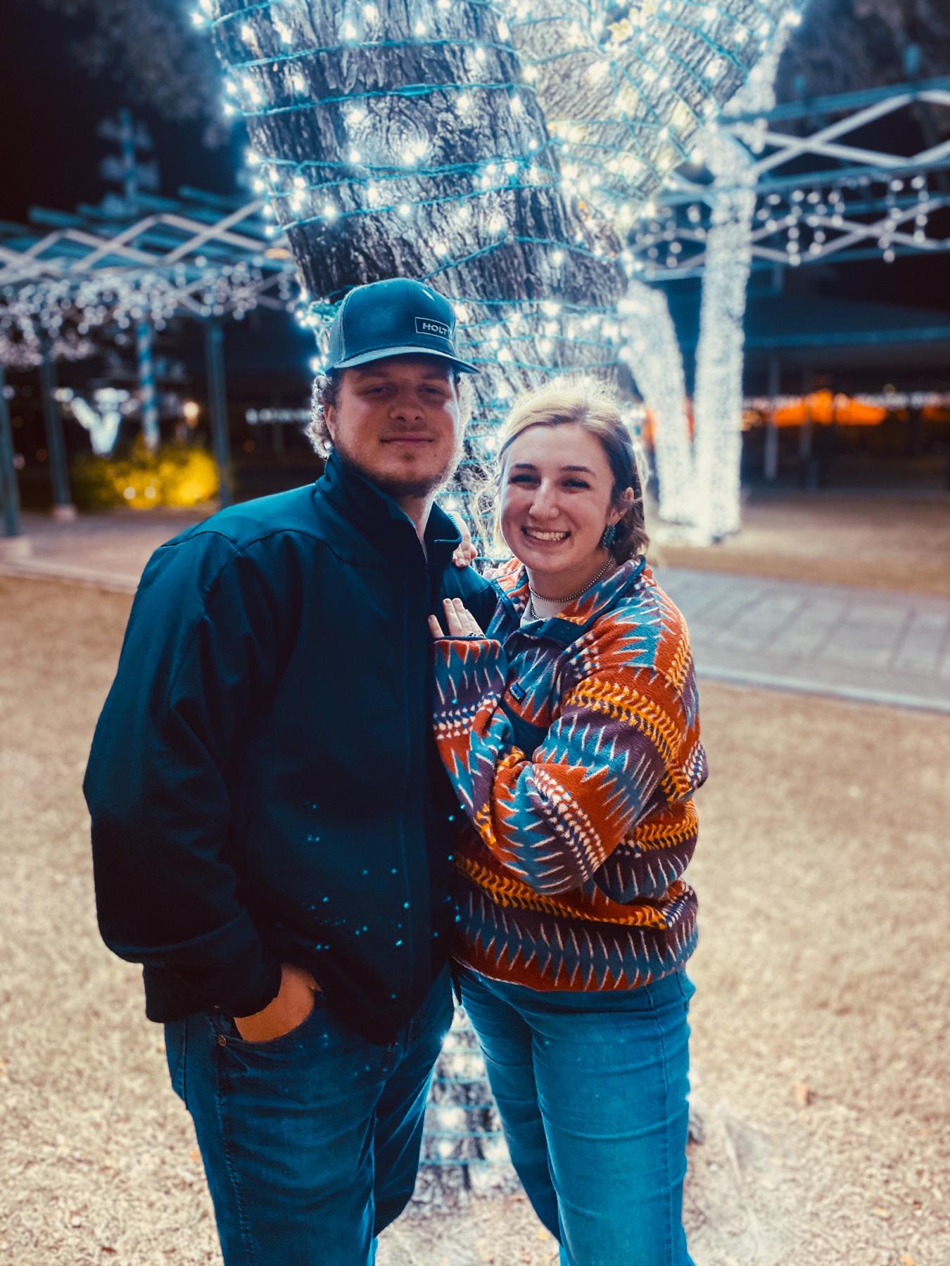 Our first Christmas! Funny enough, this picture was taken in Fredericksburg in the same garden area that he proposed in!