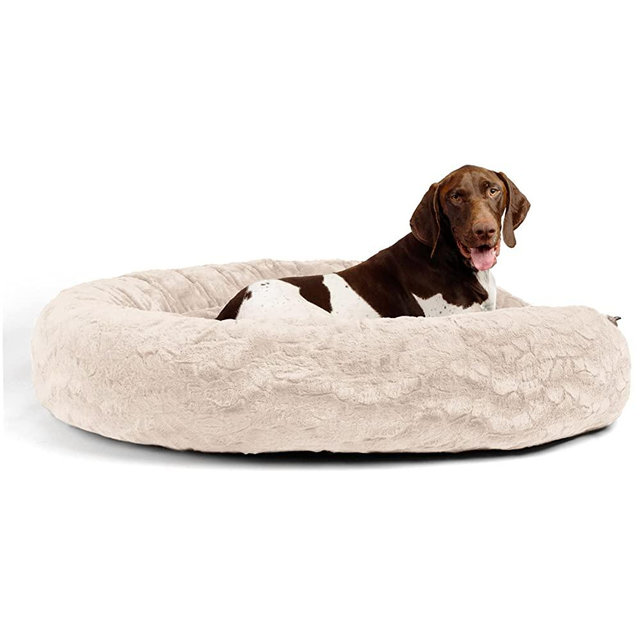 Best Friends by Sheri The Original Calming Donut Cat and Dog Bed in Lux Fur, Machine Washable, High Bolster, Multiple Sizes S-XL
