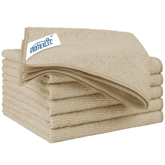 HOMEXCEL Brown Microfiber Cleaning Cloth 6 Pack 12.5 x 12.5 inch Microfiber Towels for Cars Ultra Absorbent Car Washing Cloth Lint Free Streak Free Cleaning Rags for Car, Kitchen Window