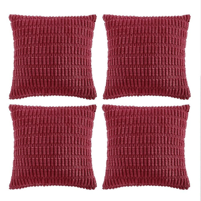 Fancy Homi 4 Packs Decorative Throw Pillow Covers for Living Room Couch Bed, Modern Farmhouse Boho Home Décor Accent Cushion Case, 20" x 20", Burgundy