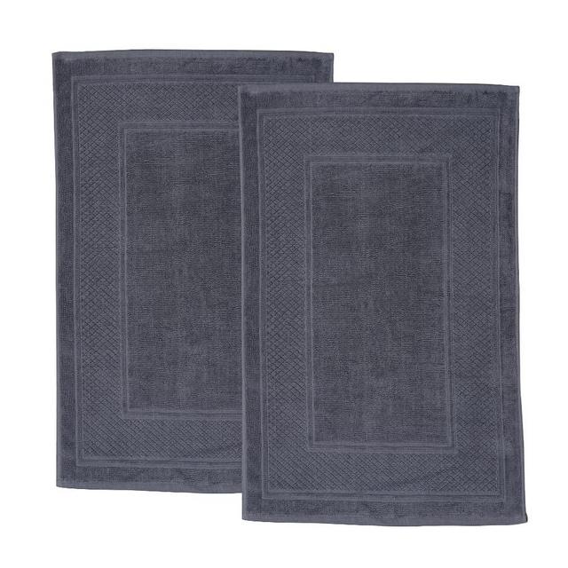 Avalon Towels Cotton Bath Mat Set, Grey, Highly Absorbent and Machine Washable Shower Bathroom Floor Mat, 22x34 Inches,900 GSM,100% Ring Spun Cotton, Hotel and Spa, [Not a Bathroom Rug]-(Pack of 2)