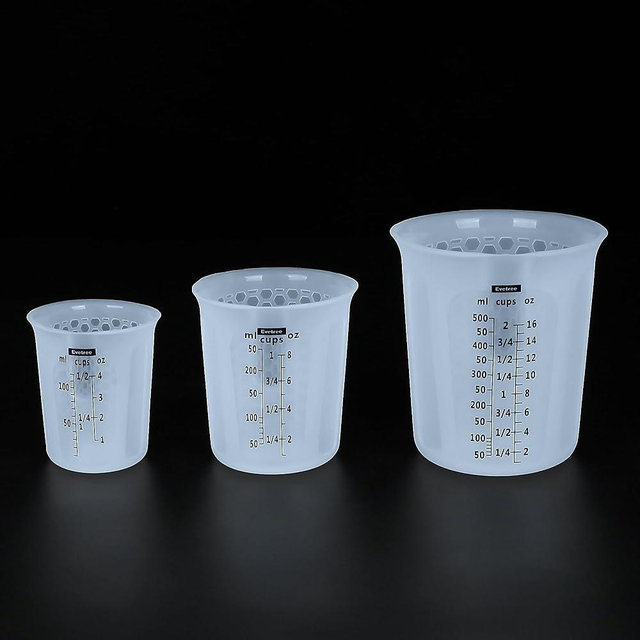 Evetree Silicone Measuring Cup for Cooking Silicone Flexible Melting Measure Cup for Butter, Chocolate, Water, 1/2 Cup&1 Cup&2 Cup