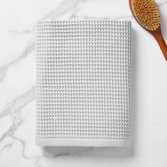 Organic Waffle Towel, Bath Towel, Gray Sky
