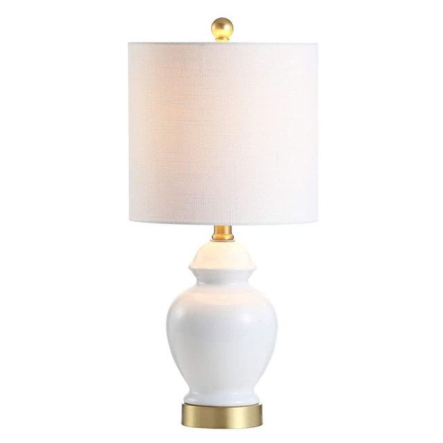 JONATHAN Y JYL1035A Perry 20" Ceramic/Metal LED Table Lamp French Country Classic Bedside Desk Nightstand Lamp for Bedroom Living Room Office College Bookcase LED Bulb Included, White/Brass Gold