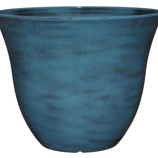 Classic Home and Garden Honeysuckle Planter, Patio Pot, 15" Blue Jean
