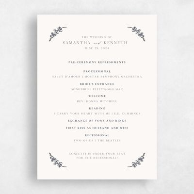Beige Simple Wedding Program - Capri