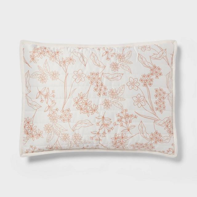 Standard Satin Quilt Sham Copper Floral - Room Essentials™