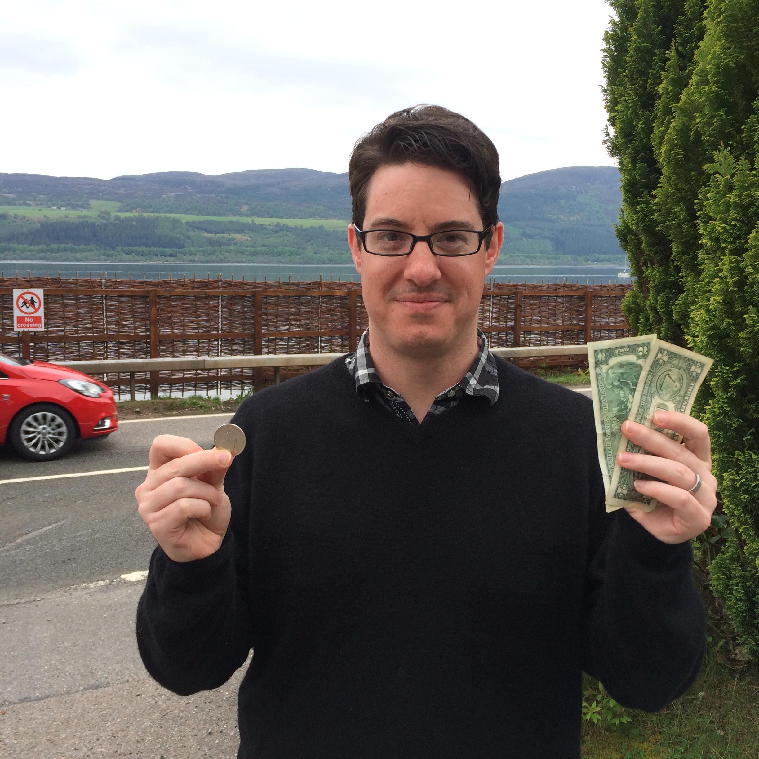 David making an offering to the Loch Ness Monster