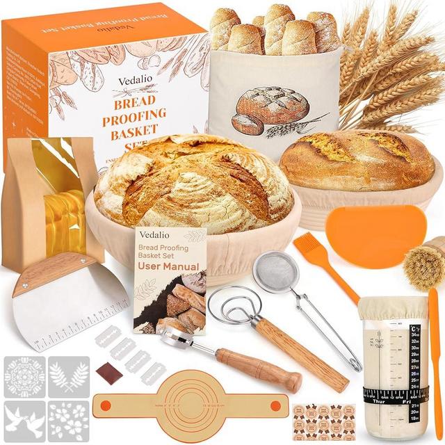 Sourdough Bread Baking Supplies, Sourdough Starter Kit, Bread Proofing Basket, Bread Making Tools, Bread Making Kit, Sourdough Proofing Basket, Bread Baking Supplies Gifts for Bakers Women Wife Mom