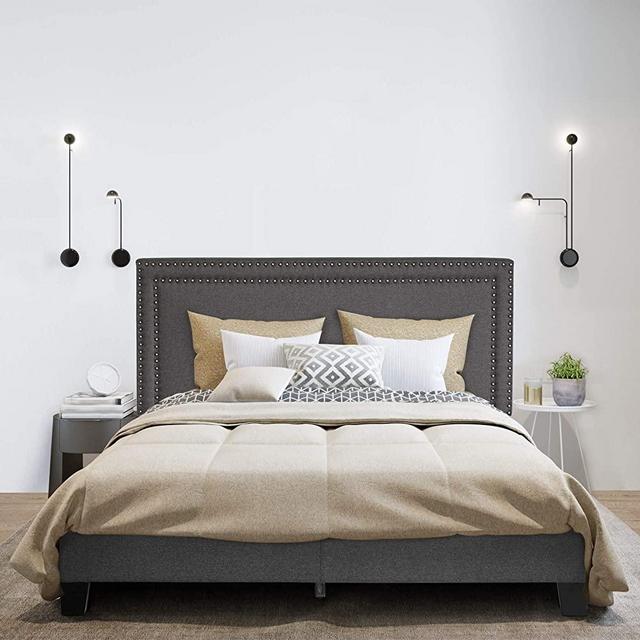 FURINNO Laval Bed Frame, King, Stone