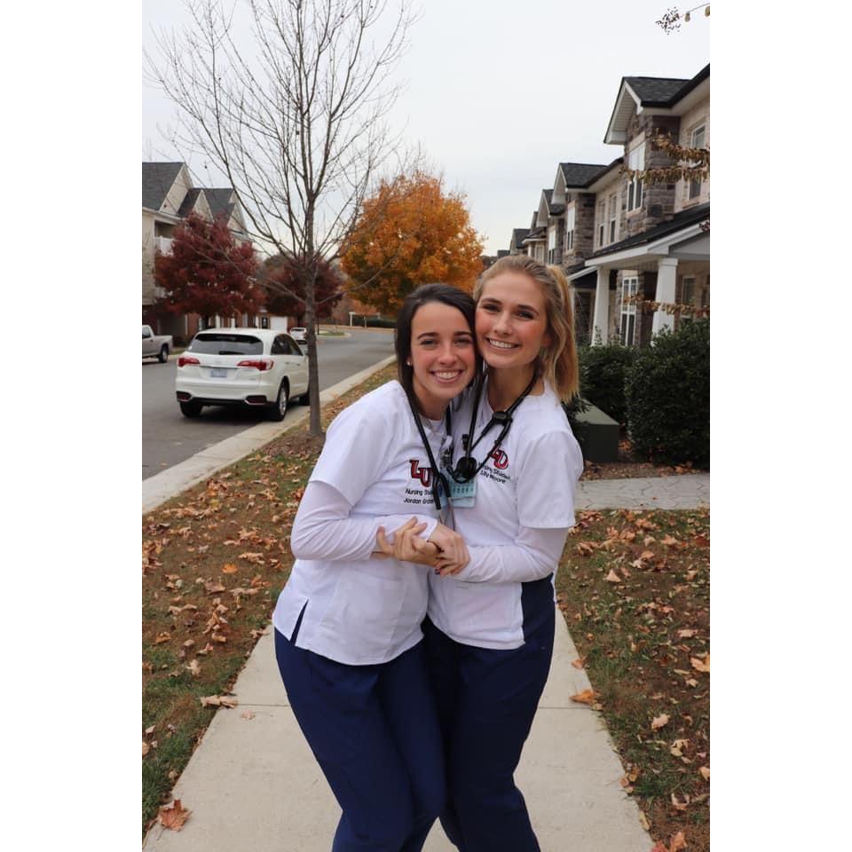 Jordan Graham (bridesmaid) and Lilly, fall of 2020 at Liberty