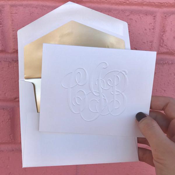 Monogram Notecard with Gold Lined Envelope