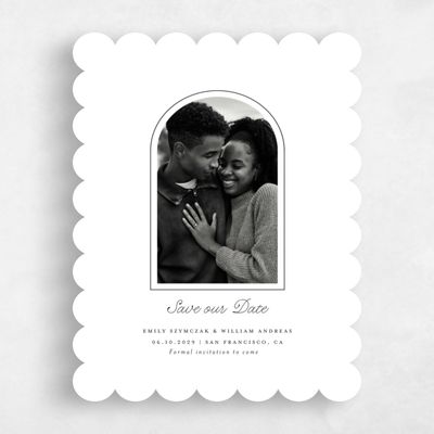 White Scalloped Wedding Save the Date - Vianne Photo