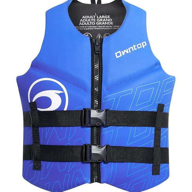 Owntop Swim Vest Adult Water Sport Vest Neoprene Floaties for Swimming, Boating, Kayaking, Fishing | Adjustable Zipper Dual Buckle Foldable Buoyancy Jacket