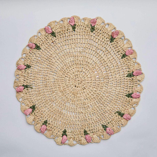 Tulip Edged Handwoven Placemats, Set of 4 - Pink