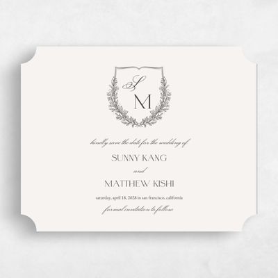 Beige Ticket Wedding Save the Date - Oakdale Landscape