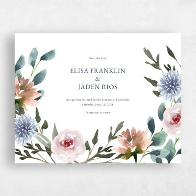 White Wedding Save the Date - Windsong Landscape