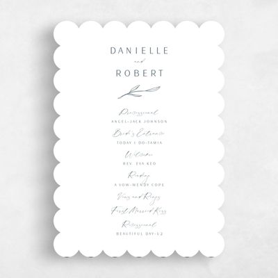 White Scalloped Wedding Program - Avila