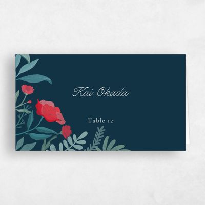 Deepest Teal, Blue Wedding Place Card - Blysse