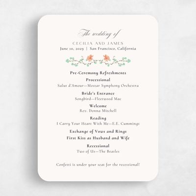 Beige Rounded Wedding Program - Papillon